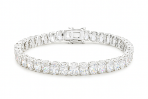 Tennisarmband mit ovalen Moissanit-Steinen S925 Silber vergoldet für Frauen