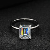 4ct Moissanit Verlobungsring mit Smaragdschliff S925 Sterling Silber