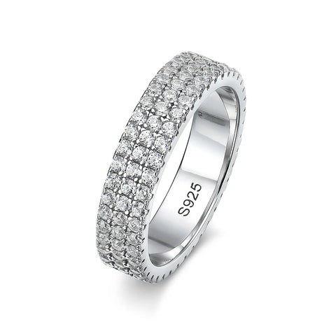 Moissanit Ring aus 925er Sterlingsilber mit funkelnden Zirkonia