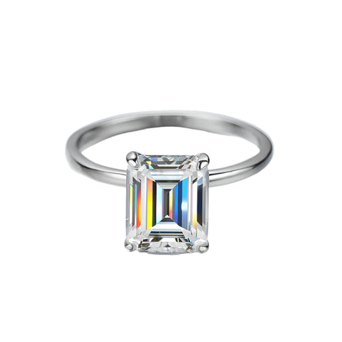 4ct Moissanit Verlobungsring mit Smaragdschliff S925 Sterling Silber