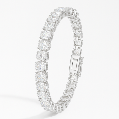 Tennisarmband mit ovalen Moissanit-Steinen S925 Silber vergoldet für Frauen