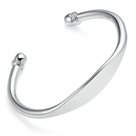 925 Sterling Silber Damen Cuff Bangle Armband mit Doppelkugel