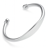 925 Sterling Silber Damen Cuff Bangle Armband mit Doppelkugel
