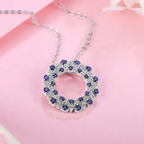 Halo Halskette mit blauen Saphiren aus 925er Sterling Silber