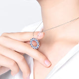 Halo Halskette mit blauen Saphiren aus 925er Sterling Silber
