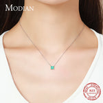 925 Sterling Silber Kette mit grünem Tourmali