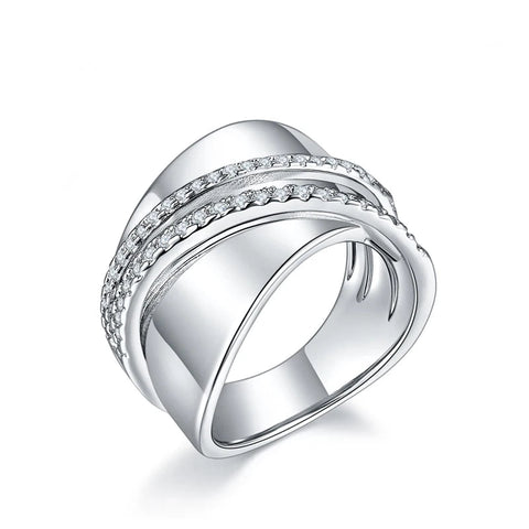 Damenring aus 925er Sterling Silber mit funkelnden Zirkonia