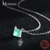 925 Sterling Silber Kette mit grünem Tourmali