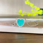 Halskette mit herzförmigem Synthetic Paraiba Turmalin 925 Sterling Silbe