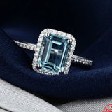 925 Sterling Silber Ringe mit blauen und klaren Zirkonia
