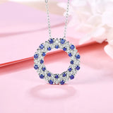Halo Halskette mit blauen Saphiren aus 925er Sterling Silber