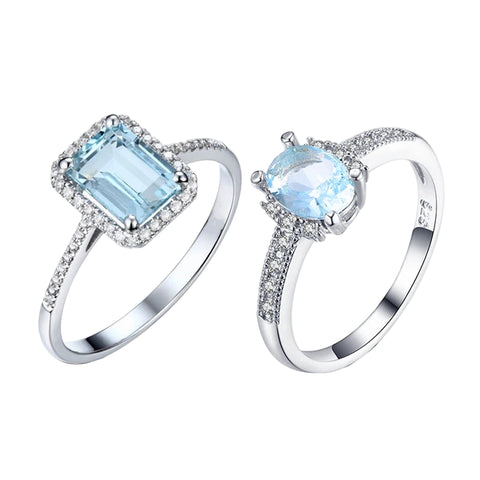 925 Sterling Silber Ringe mit blauen und klaren Zirkonia