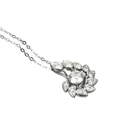 925 Silber Halskette mit exquisitem blütenförmigem Design und 1 ct D-Farb Moissani