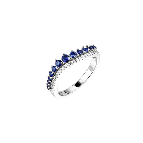 Ring mit blauen Saphiren und Zirkonia aus Sterlingsilber S925