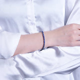 Armband aus 925er Sterlingsilber mit blauen Spinell-Gemmen für Damen
