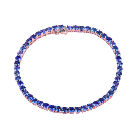 Armband aus 925er Sterlingsilber mit blauen Spinell-Gemmen für Damen