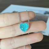 Halskette mit herzförmigem Synthetic Paraiba Turmalin 925 Sterling Silbe