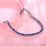 Armband aus 925er Sterlingsilber mit blauen Spinell-Gemmen für Damen