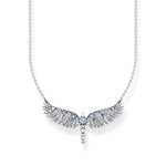 Phoenix Wing Halskette aus 925 Sterling Silber mit blauen Zirkonia