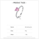 925 Sterling Silber FunkelnderRing mit Pinkem Herz