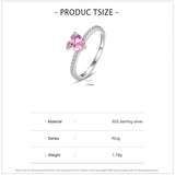 925 Sterling Silber FunkelnderRing mit Pinkem Herz