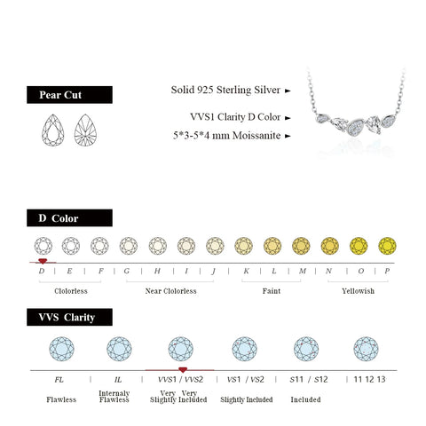Moissanit Halskette mit D Farbe VVS1 in 925er Sterling Silber für Frauen