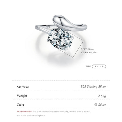 925 Sterling Silber Ring mit funkelndem ovalem Zirkon für Frauen