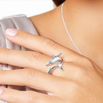 Ring mit Delfin-Motiv und blauen Steinen aus reinem 925er Sterlingsilber