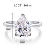 4ct Tropfenförmiger Moissanit-Ring für Frauen aus 925er Sterling Silber