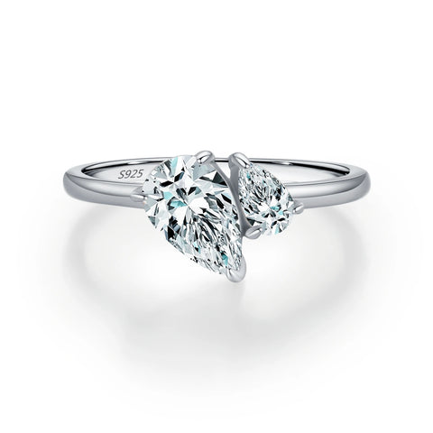 925 Sterling Silber Ring mit funkelnden Tröpfchen-CZ