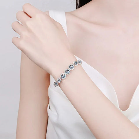 Moissanite Tennis Armband aus 925er Sterlingsilber mit weißer Goldplattierung