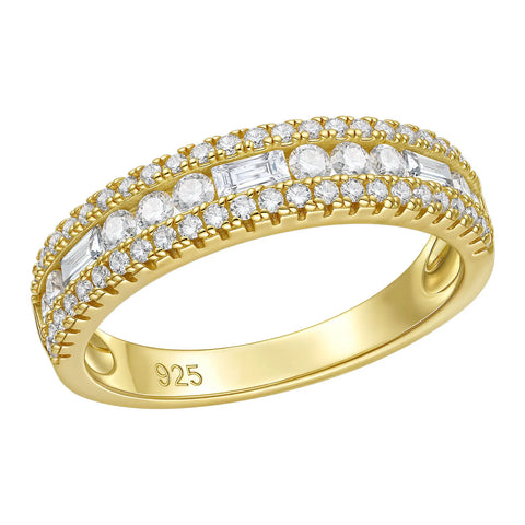 925er Sterling Silber Ring mit Zirkonia Breite Hochzeitsband