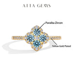 # Blumenring mit blauen Moissanitsteinen aus 925er Sterlingsilber für Damen - Eleganter, handgefertigter Schmuck