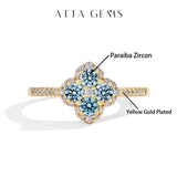 # Blumenring mit blauen Moissanitsteinen aus 925er Sterlingsilber für Damen - Eleganter, handgefertigter Schmuck