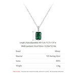 Halskette mit rechteckigem grünen Zirkon aus 925 Sterlingsilber für Frauen