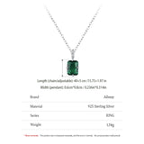 Halskette mit rechteckigem grünen Zirkon aus 925 Sterlingsilber für Frauen