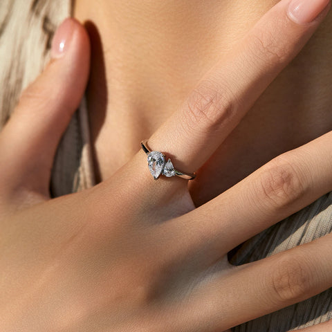 925 Sterling Silber Ring mit funkelnden Tröpfchen-CZ