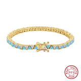Armband aus 925 Sterling Silber mit blauen und klaren Zirkonia