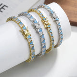 Armband aus 925 Sterling Silber mit blauen und klaren Zirkonia