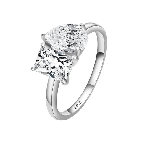 925 Sterling Silber Ring mit Doppelkopf-Design und funkelnden klaren Zirkonia