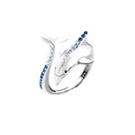 Ring mit Delfin-Motiv und blauen Steinen aus reinem 925er Sterlingsilber