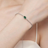 925 Sterling Silber Luxuriöses Armband mit Grüner Zirkonstein für Frauen