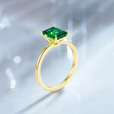 925 Sterling Silber Verlobungsring für Damen mit 3CT smaragdgrünem Emerald