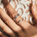 925 Sterling Silber Ring mit blauen und lila Steinen für Frauen