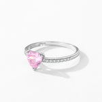 925 Sterling Silber FunkelnderRing mit Pinkem Herz