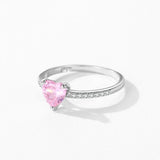 925 Sterling Silber FunkelnderRing mit Pinkem Herz