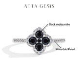 # Blumenring mit blauen Moissanitsteinen aus 925er Sterlingsilber für Damen - Eleganter, handgefertigter Schmuck