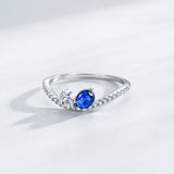 925 Sterling Silber Ring mit funkelndem blauen und weißen Stein für Frauen