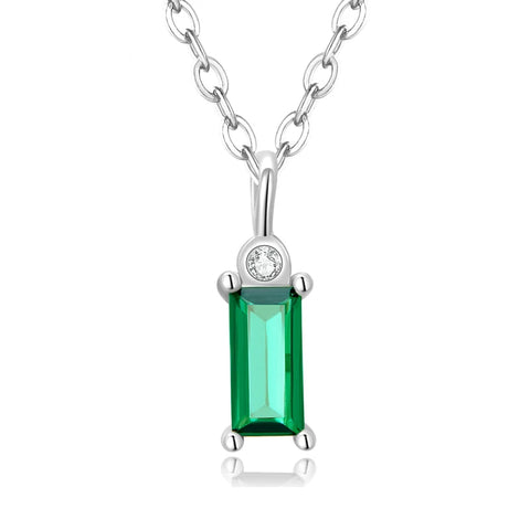 925 Sterlingsilber Halskette mit grünem Zirkon und klarer