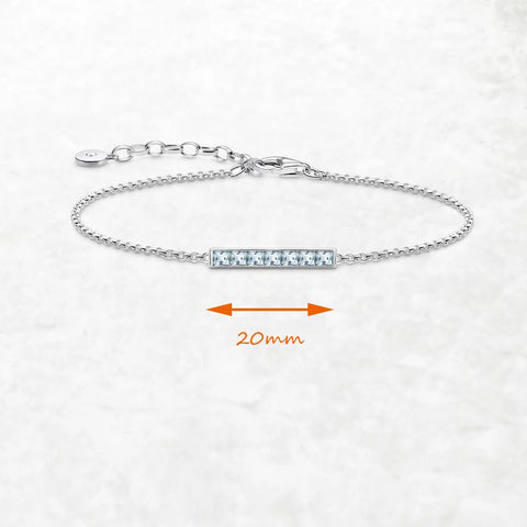 Kettenarmband mit Blauen Zirkonsteinen aus echtem 925er Sterling Silber